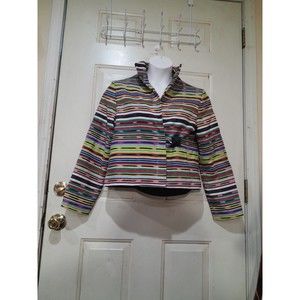 Vintage Women's Jacket, Norm Thompson, Rainbow, Striped, 1980s, Sz L